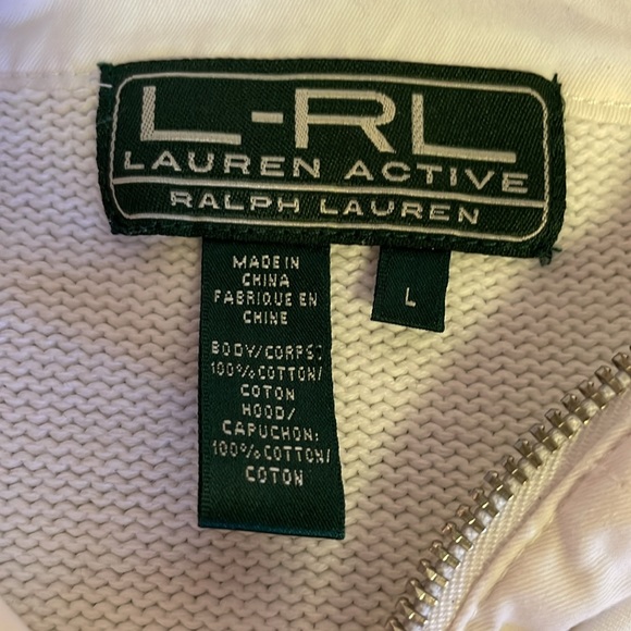 Lauren Ralph Lauren gently used three-quarter sleeve white sweater w hood - Picture 5 of 5